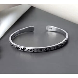 NEW Engraved‎ 925 Sterling Silver Adjustable Cuff Bracelet